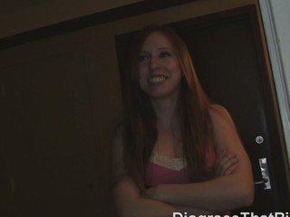 Our neighbour Sophie locked herself out of her apartment and came to us for assist. Sure! I knew a ideal locksmith with a large tool to unlock her welcoming love tunnel. This redhead with pierced nipples and a cute bush betwixt her legs took my buddy's dick on camera and got fucked to orgasm like a messy whore. What did this babe expect being pretty, stupid and slutty like that? Then we just threw her out as pretty soon as my roommate gave her a messy facial. Sucker!